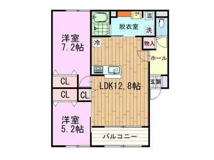 カレクス(2LDK/1階)の間取り写真