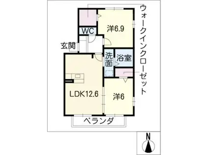 プレジール(2LDK/2階)の間取り写真