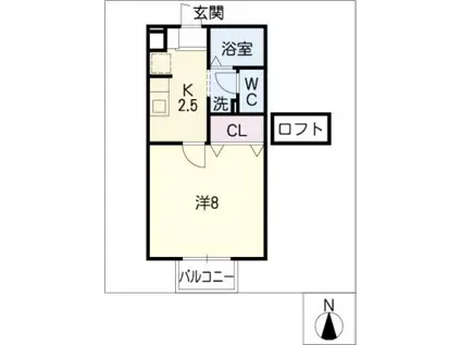 ハイツ坂巻(1K/2階)の間取り写真