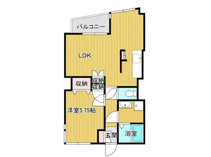 リバティープラザ柏町302(1DK/3階)の間取り写真