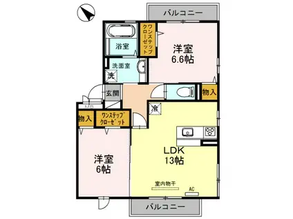 アオーラ ヌエボ II(2LDK/3階)の間取り写真