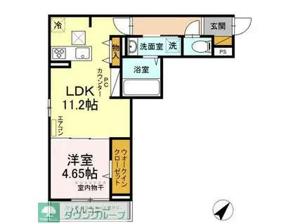 パークサイド新検見(1LDK/1階)の間取り写真