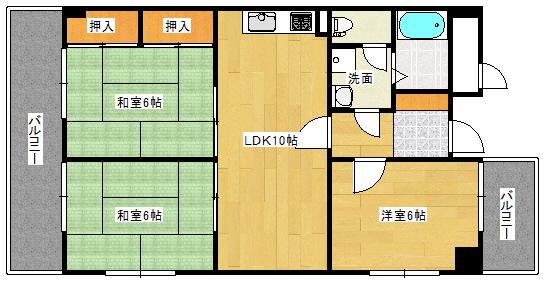 倉本ビル(3LDK/4階)の間取り写真