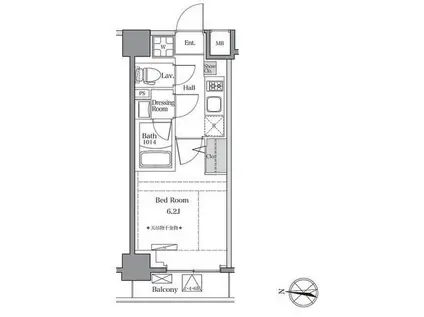 ブルロック東品川(1K/6階)の間取り写真