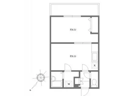 スタジオ北柏(1DK/2階)の間取り写真