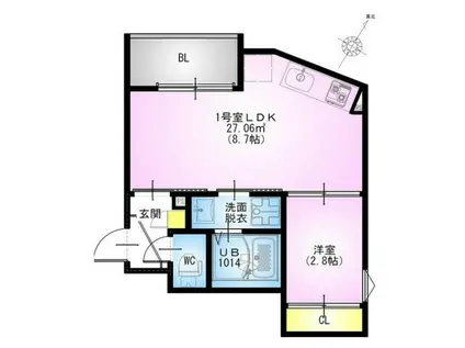 レガリスト 柏泉町(1LDK/2階)の間取り写真