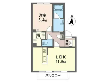 ノートル・メゾン(1LDK/2階)の間取り写真