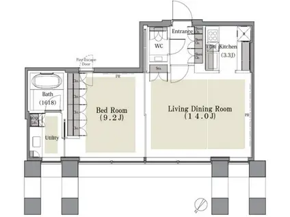 AKASAKA K-TOWER RESIDENCE(1LDK/25階)の間取り写真