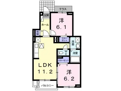 ロイヤル・フィオーレA(2LDK/1階)の間取り写真