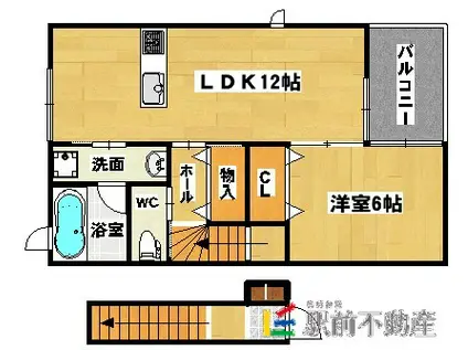 トップフィールドA棟(1LDK/2階)の間取り写真
