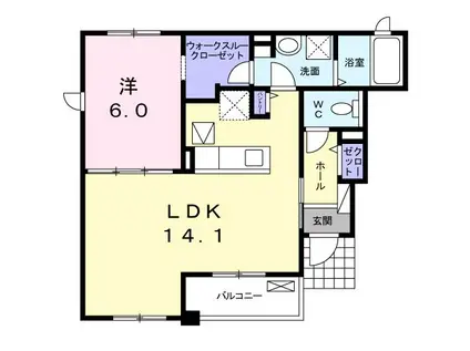 サンヒルズE(1LDK/1階)の間取り写真