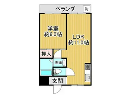 ベルエアー武庫之荘(1LDK/1階)の間取り写真