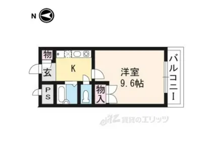 タウンルームキシ(1K/4階)の間取り写真