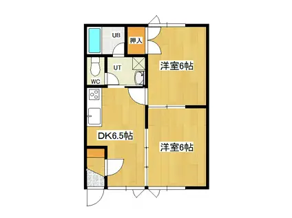 ユーハイツ(2DK/1階)の間取り写真