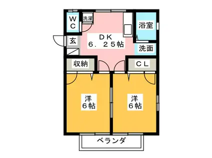 チェリーブロッサム(2DK/1階)の間取り写真