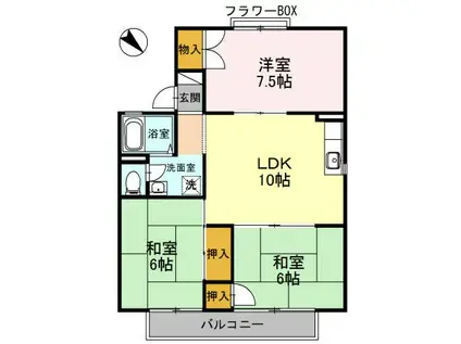 セジュール忠岡(3LDK/2階)の間取り写真