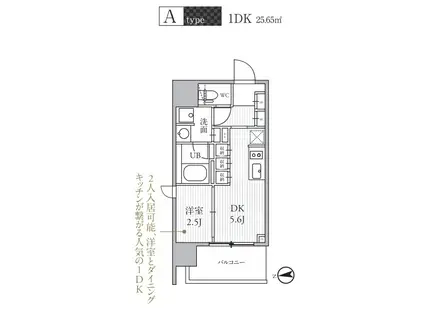 SEASON FLATS 蔵前(1DK/6階)の間取り写真