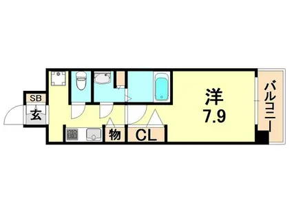 W-STYLE神戸II(1K/12階)の間取り写真