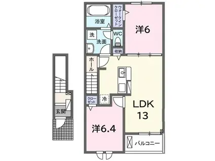 ヴィヴァン(2LDK/2階)の間取り写真