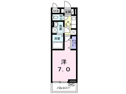 キングキャッスル壱番館(1K/1階)の間取り写真