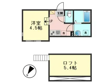ノリス高砂(ワンルーム/1階)の間取り写真