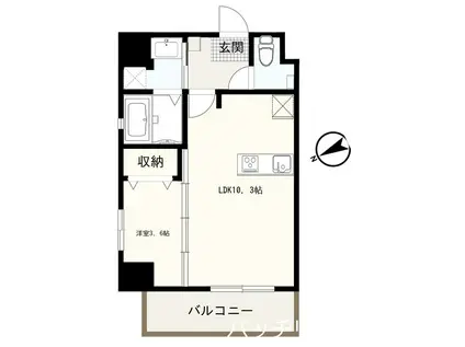 ウィンステージ箱崎II(1LDK/4階)の間取り写真