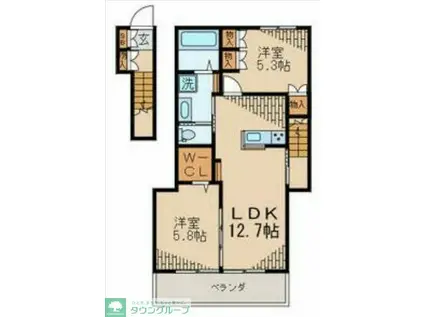 アクティス(2LDK/2階)の間取り写真