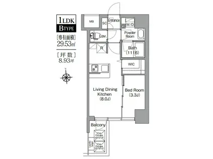 コンフォリア・リヴ桜川ソルテラス(1LDK/6階)の間取り写真