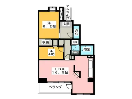 シンフォニックヒルズふれあいの街5号棟(2LDK/1階)の間取り写真