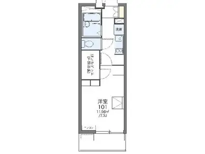 レオパレスディアコートF(1K/2階)の間取り写真