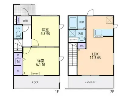 ファミーユ II(2LDK/1階)の間取り写真