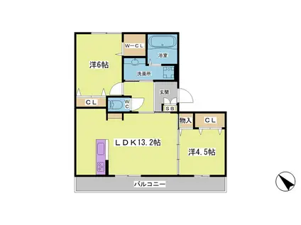 プランドールハイム(2LDK/2階)の間取り写真