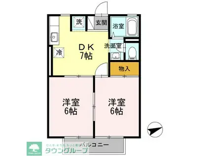 サンロイヤル(2DK/2階)の間取り写真