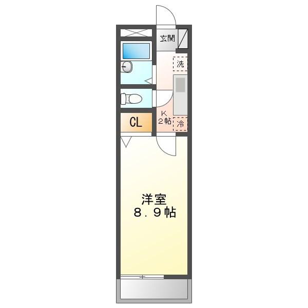 アンプルール リーブル AI(1K/1階)の間取り写真