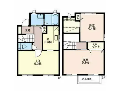 タンドル シャトー(2LDK/1階)の間取り写真