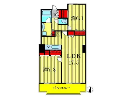 ヴィナシス金町タワーレジデンス(2LDK/5階)の間取り写真