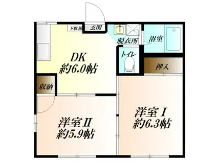 サンフラワーIII番館(2DK/1階)の間取り写真