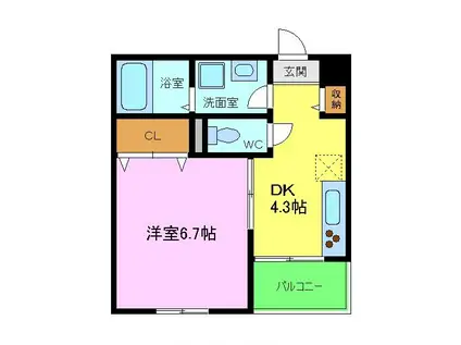 ORIENTCITY戎之町東(1DK/1階)の間取り写真