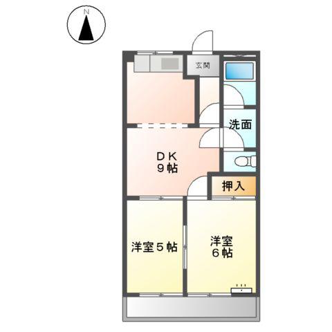 エデンフラワー(2DK/3階)の間取り写真