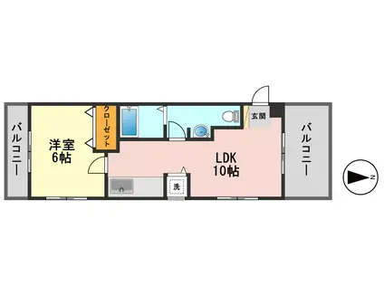 新小岩宝マンション(1LDK/4階)の間取り写真