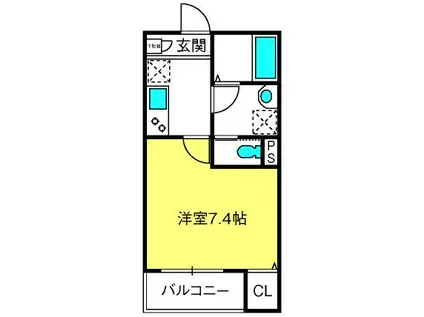 ジーメゾン見沼大和田パティオ(1K/3階)の間取り写真