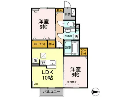イーグルネスト A(2LDK/1階)の間取り写真