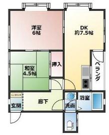 ハイツスガハラ(2DK/2階)の間取り写真