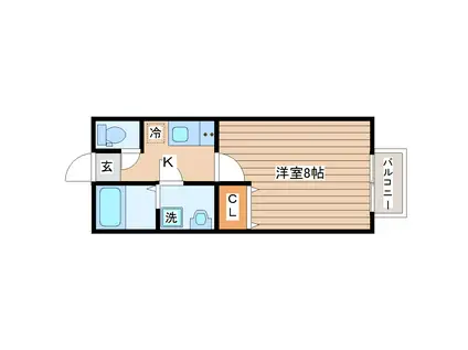 ポミエ・アクロス(1K/2階)の間取り写真