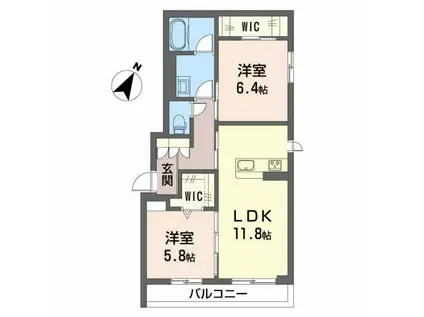 SHAMAISON GREENAGE(2LDK/2階)の間取り写真