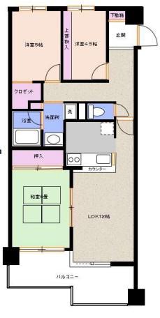 朝日プラザ豊中旭丘弐番館(3LDK/3階)の間取り写真
