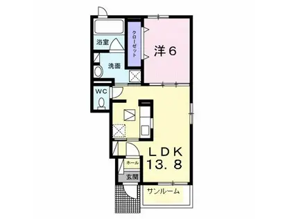 グラシアス 29 II(1LDK/1階)の間取り写真