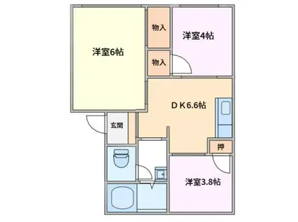 カーサ中野(3DK/1階)の間取り写真