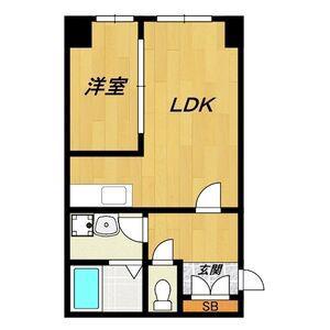 アーク岩塚(1LDK/1階)の間取り写真