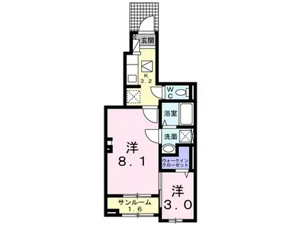 ヴィラ・エスペランサ(2K/1階)の間取り写真